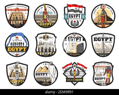 Ancient Egypt culture landmarks tours and historic travel. Vector ...