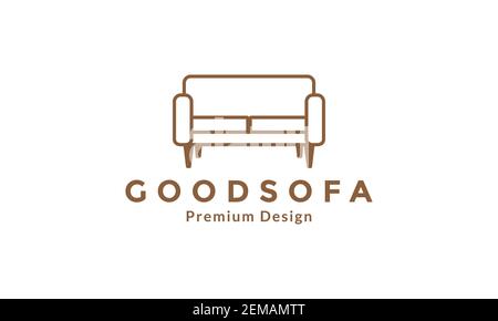 minimalist interior sofa lines logo design vector icon symbol illustration Stock Vector