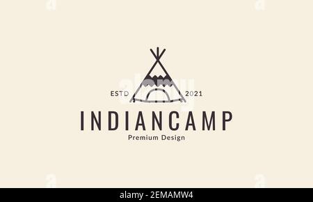 indian home camp lines culture logo design vector icon symbol illustration Stock Vector