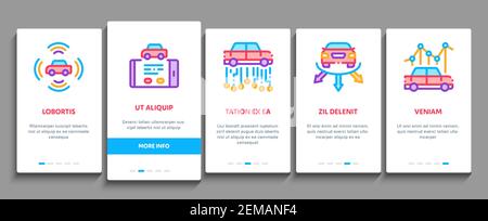Smart Car Technology Onboarding Elements Icons Set Vector Stock Vector