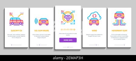 Smart Car Technology Onboarding Elements Icons Set Vector Stock Vector