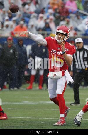 January 27, 2019: AFC quarterback Patrick Mahomes (15), of the Kansas City  Chiefs, during the NFL Pro Bowl football game between the AFC and the NFC  at Camping World Stadium in Orlando