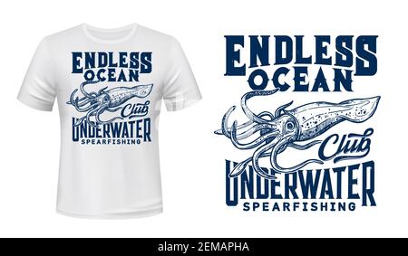 Diving and fishing club t-shirt print templates with mascots. Octopus ...
