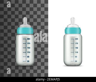 Vector realistic illustration of baby bottle and pacifier for your ...