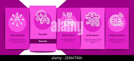 Smart Car Technology Onboarding Elements Icons Set Vector Stock Vector