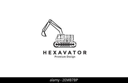 simple lines industrial excavator logo design vector icon symbol illustration Stock Vector