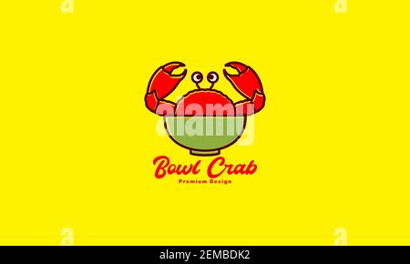 seafood crabs lines on bowl logo design vector icon symbol illustration Stock Vector
