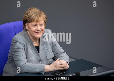 German Chancellor Angela Merkel attends a session on the Annual Economic Report for 2019 at the German parliament the Bundestag in Berlin, Germany, January 31, 2019.