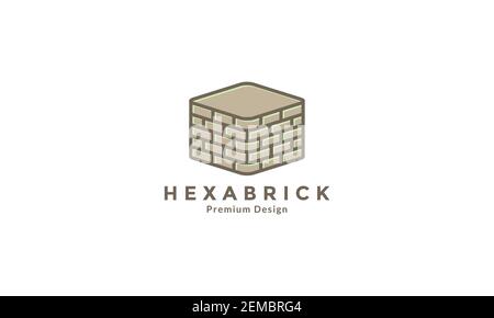 bricks hexagon build logo design vector icon symbol illustration Stock Vector