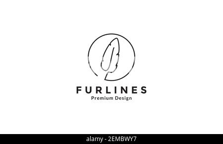 simple feather lines circle logo design vector icon symbol illustration Stock Vector