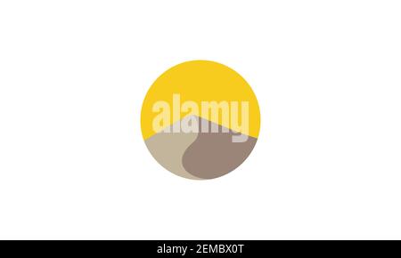 circle sunset with pyramid logo design vector graphic symbol icon ...