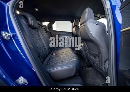 Row of passenger rear seats of modern car Stock Photo