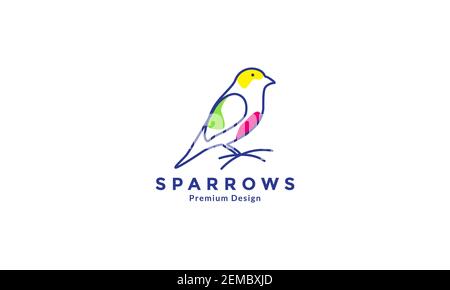 lines art abstract color bird sparrow logo design vector icon symbol illustration Stock Vector