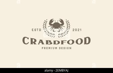 vintage seafood crab  simple logo design vector icon symbol illustration Stock Vector