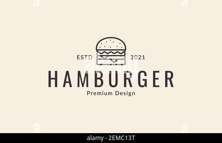 lines hipster fast food hamburger logo design vector icon symbol illustration Stock Vector