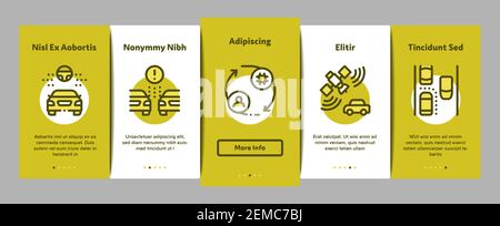 Smart Car Technology Onboarding Elements Icons Set Vector Stock Vector