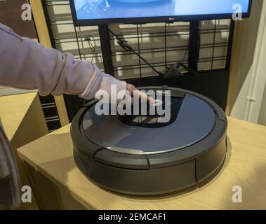 A display of iRobot s Roomba vacuum cleaner in a store in New York