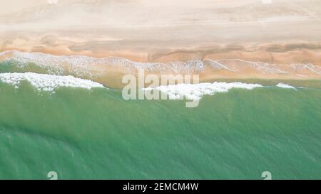 Aerial view of the beach and waves Stock Photo