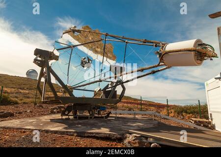 La Palma, Spain - November 1, 2016: Major Atmospheric Gamma-Ray Imaging Cherenkov, or MAGIC Telescope, at the Roque de los Muchachos Observatory, ORM, Stock Photo