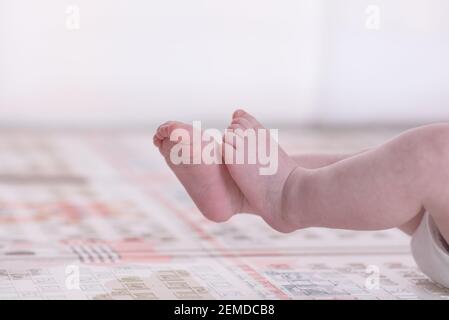 newborn baby feet isolated on white Stock Photo