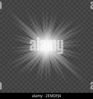 Starburst, sun rays. Vector illustration isolated on transparent background. Stock Vector