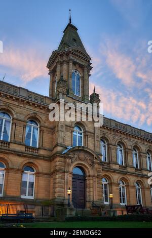 Victoria Hall, built by Sir Titus Salt, in Saltaire Village, Saltaire, West Yorkshire. UK Stock Photo