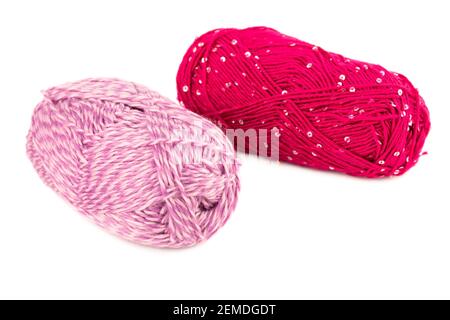Two knitting yarn clews isolated on white background. Stock Photo