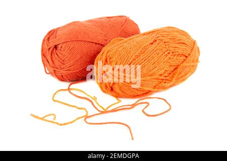 Two knitting yarn clews isolated on white background. Stock Photo