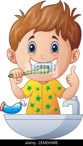 guy brushing teeth cartoon