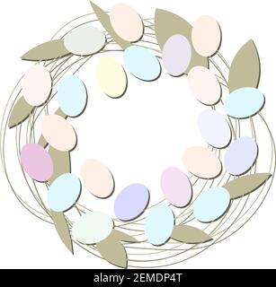 Delicate pastel Easter wreath .Vector illustration. Stock Vector