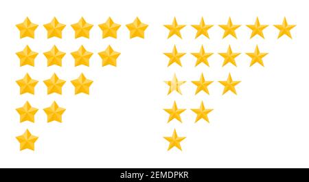 Five star rating. 3D vector illustration isolated on white. Stock Vector