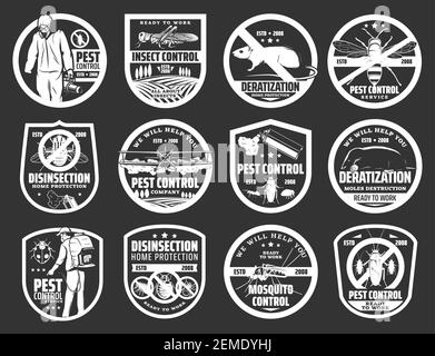 Pest control, disinfection and deratization icons Stock Vector Image ...