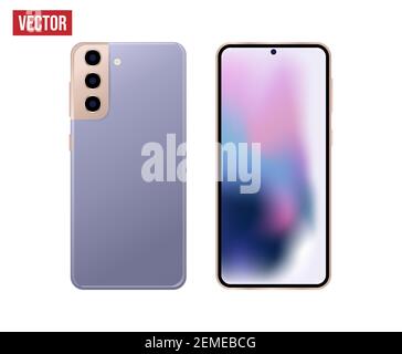 Realistic vector mockup for Samsung Galaxy S21 Plus isolated on white background. Vector Illustration Stock Vector