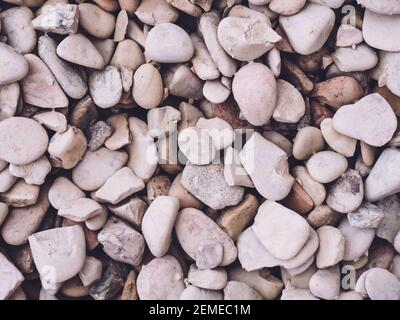 White little pebbles for construction site. pebbles texture background. close up on pile of gravel for construction Stock Photo