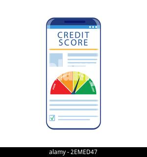 Smartphones with credit score app on the screen Stock Vector