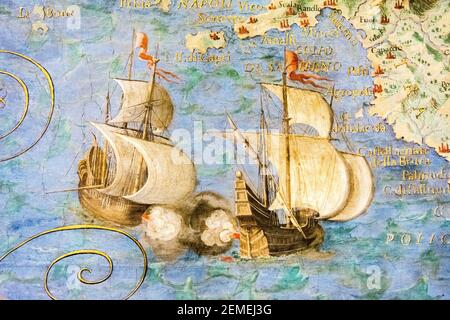 Vatican - Oct 06, 2018: Paintings that adorn the Gallery of Geographical Maps (Galleria delle Carte Geografiche ) in the Vatican Stock Photo