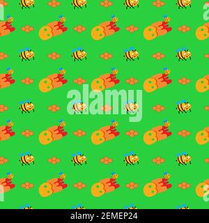 Honey and bees vector pattern Stock Vector