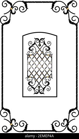 Decorative forged element. Metal grill. Vector illustration. Stock Vector