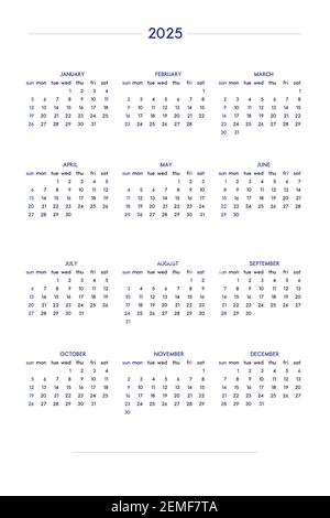 2025 calendar set in classic strict style. wall table calendar schedule