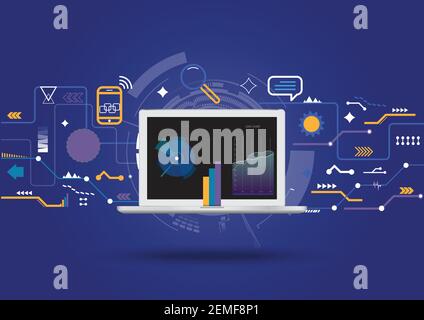Modern financial concept. Business, finance and trading. Technology bitcoin. Crypto currency. Vector banner. Stock Vector