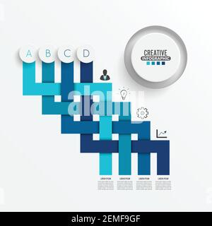 Vector infographic template with 3D paper label, Business concept with 4 options. For content, diagram, flowchart, steps, parts, timeline infographics Stock Vector