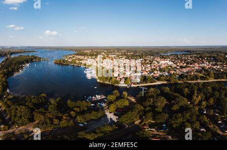 aerial view of Caputh and lake Schwielow, Berlin Brandenburg Stock Photo