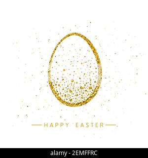 Happy Easter banner background template with beautiful golden egg. Vector illustration. Stock Vector