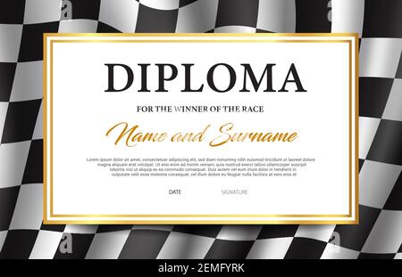 Car racing winner certificate or diploma award to racer, vector ...
