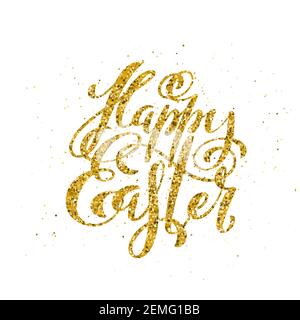 Happy Easter banner with handdrawn calligraphy.Template for poster with letttering. Vector illustration. Stock Vector