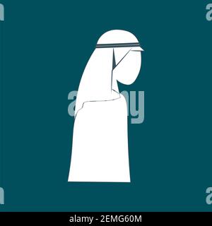 Arab man with Shumakh flat design, A Saudi man icon wearing shemagh and a thobe Stock Vector