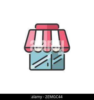 Shop building. Simple store. Marketplace. Filled color icon. Isolated commerce vector illustration Stock Vector