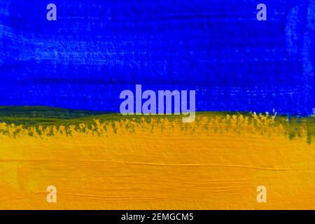 Blue and yellow acrylic background. Stock Photo