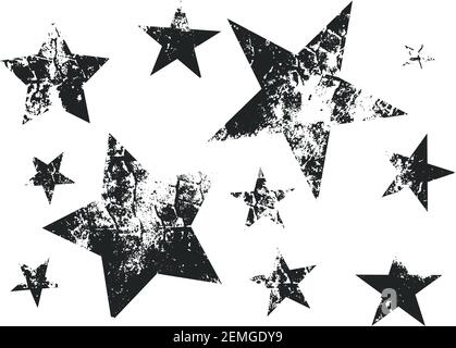 Vector set of Christmas stars. Stars with weaving fabric texture. Stock Vector