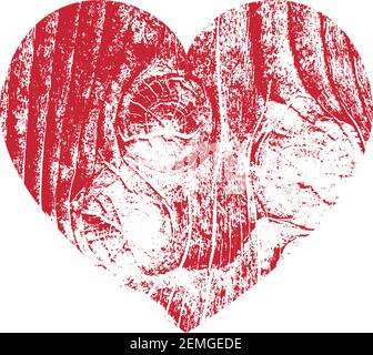 Grunge isolated heart with distressed wooden texture. Vector illustration for logo, stamp or banner. Stock Vector